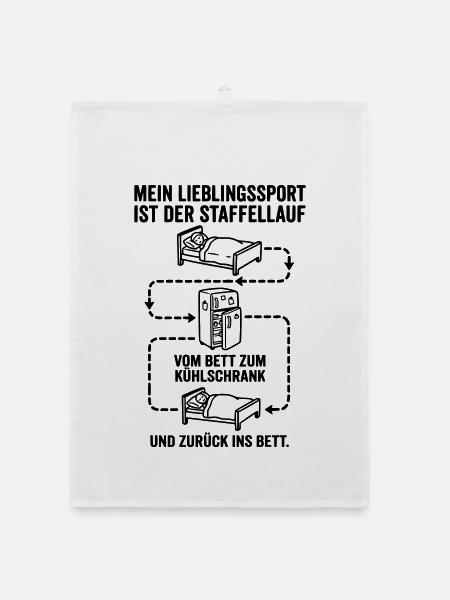 Bett und Kühlschrank Staffellauf - Organic Geschirrtuch - Weiß