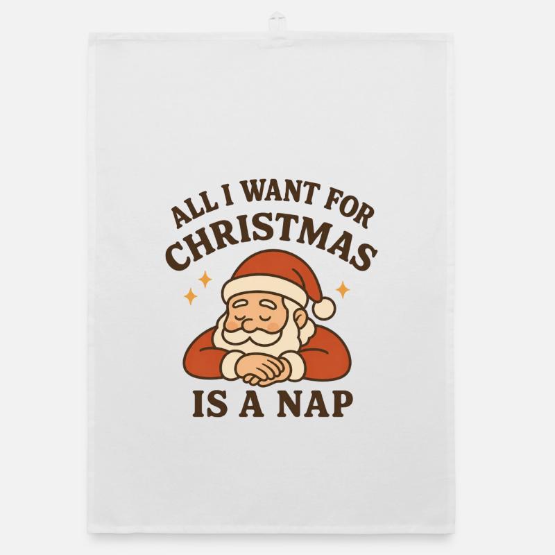 Santa Nap Cozy Christmas  Organic dish towel
