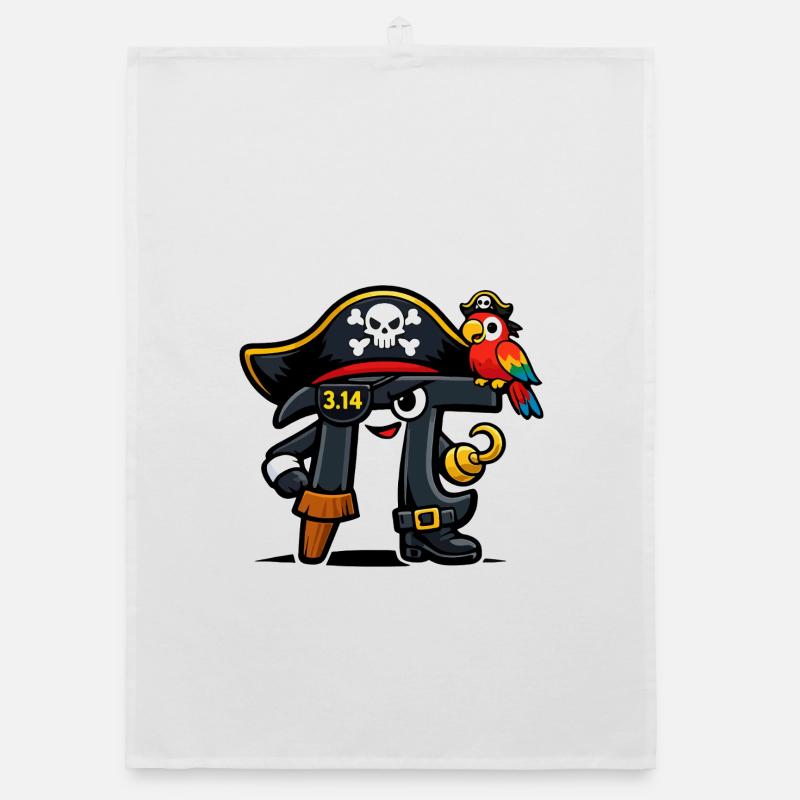 Pi Guesses Math Pi Day Pirate Design Organic dish towel