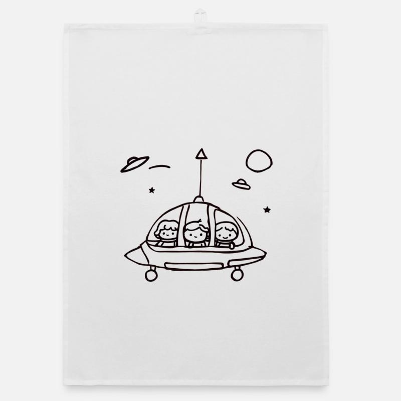 Petit équipage d’OVNI dans l’espace - Torchon bio - blanc