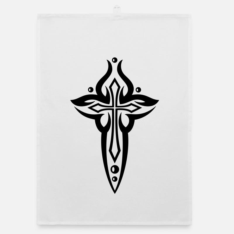 Cross, Crucifix, with pearls. Organic dish towel