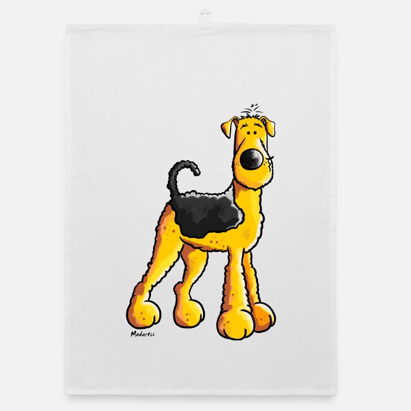 Süßer Airedale Terrier - Organic Geschirrtuch - Weiß