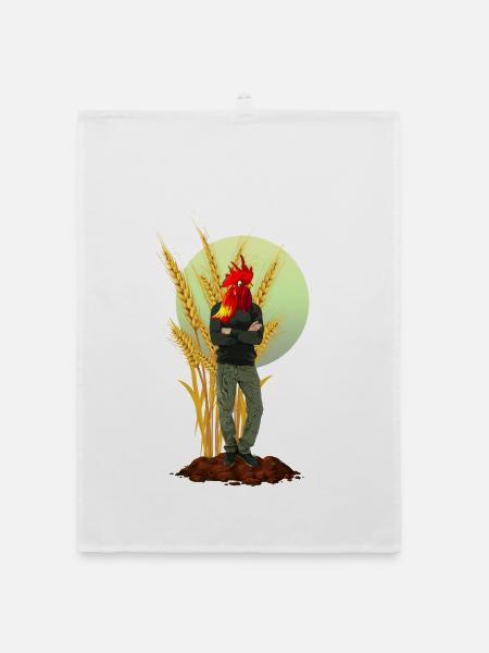 Chicken Man Rooster Comb Hybride - Torchon bio - blanc - Devant