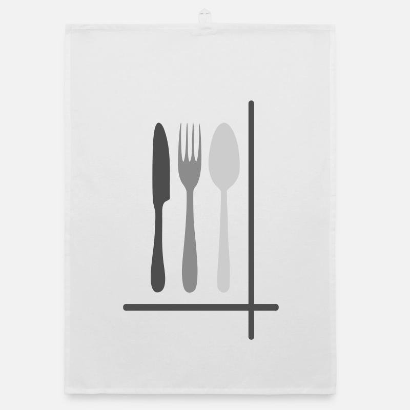 Silhouettes de couverts Minimaliste - Torchon bio - blanc