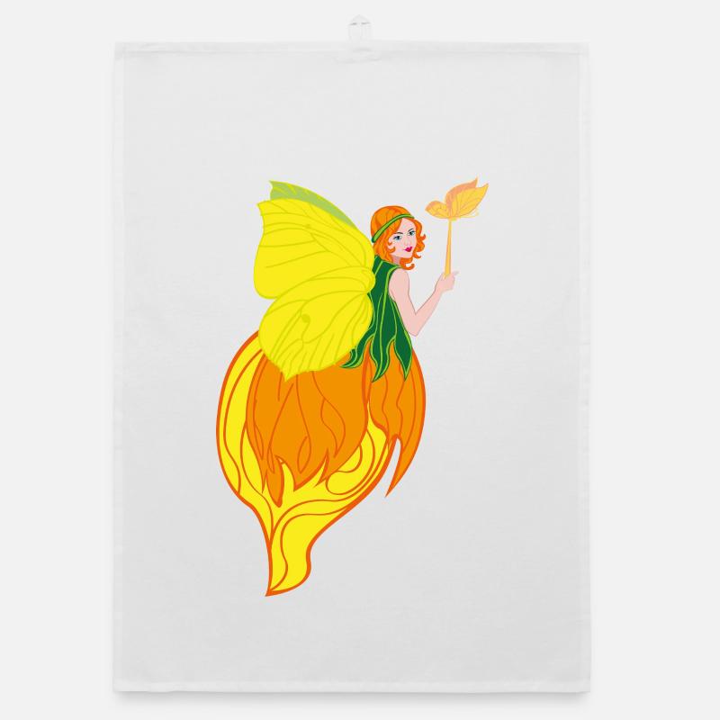 Conception féerique avec des ailes de fleur et du feu Torchon bio