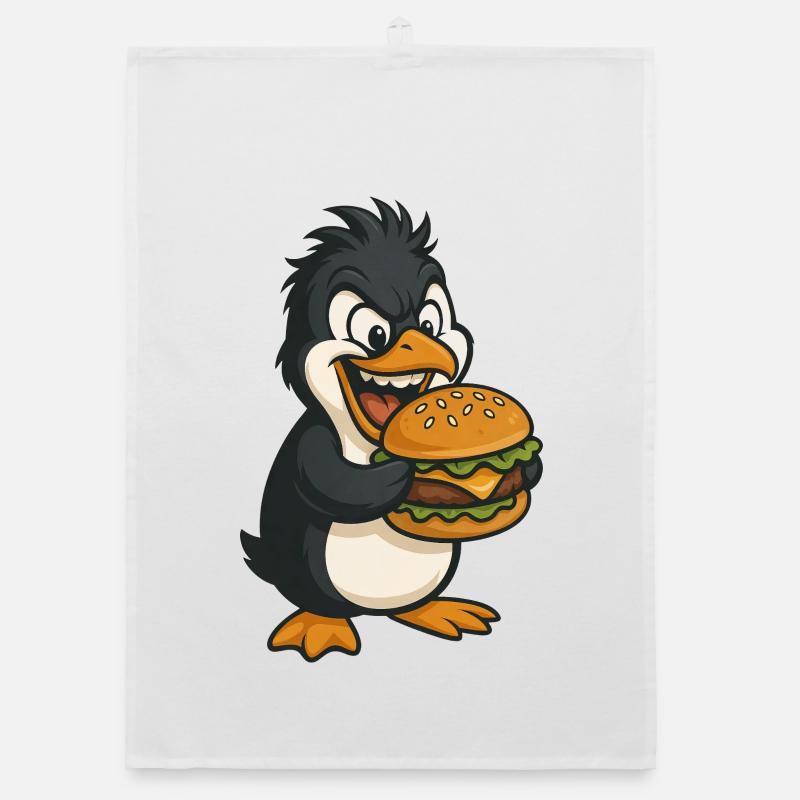 Pingouin frais avec hamburger Cheeseburger Restauration rapide Torchon bio