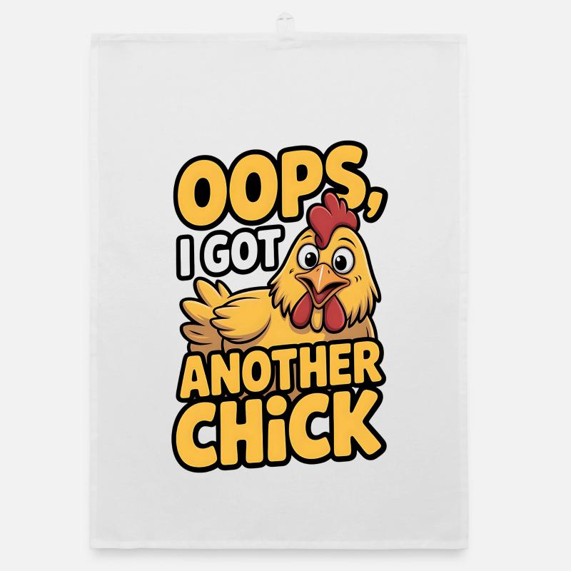 Oops I Got Another Chicken | Funny Farming Pun Organic dish towel