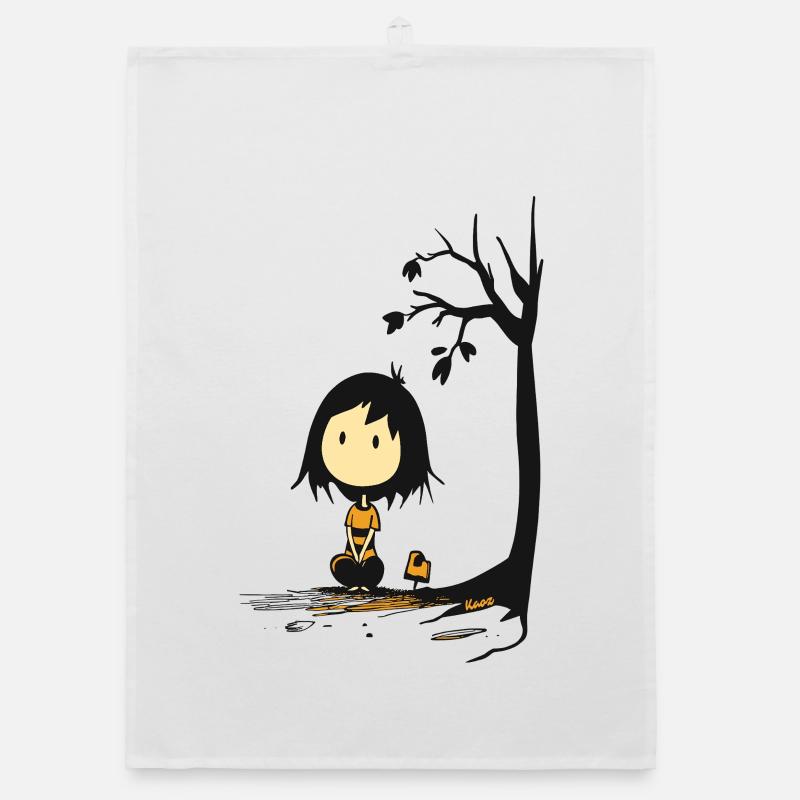 Wunderliches Mädchen unter sternenlosem Baum Organic Geschirrtuch