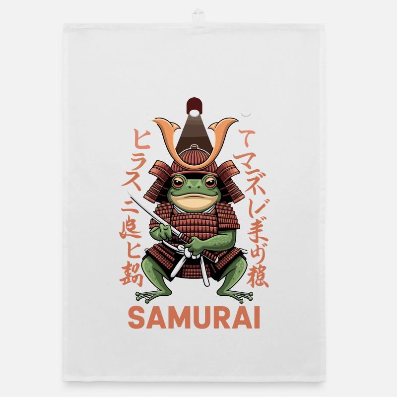 Samurai Frog Warrior Illustration with Organic dish towel