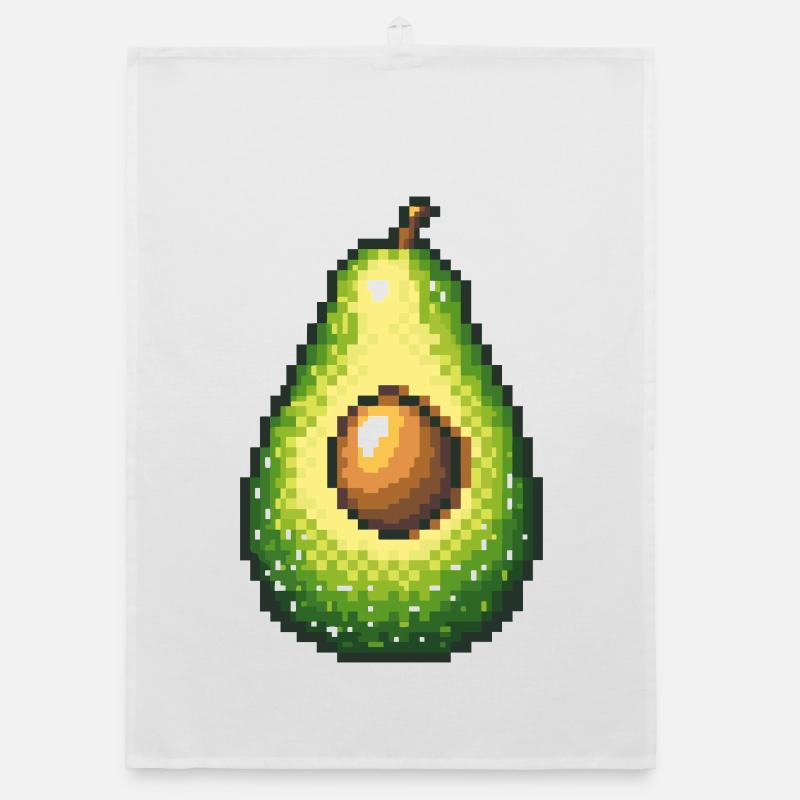 Pixel Avocado Retro Fruit Image Organic dish towel