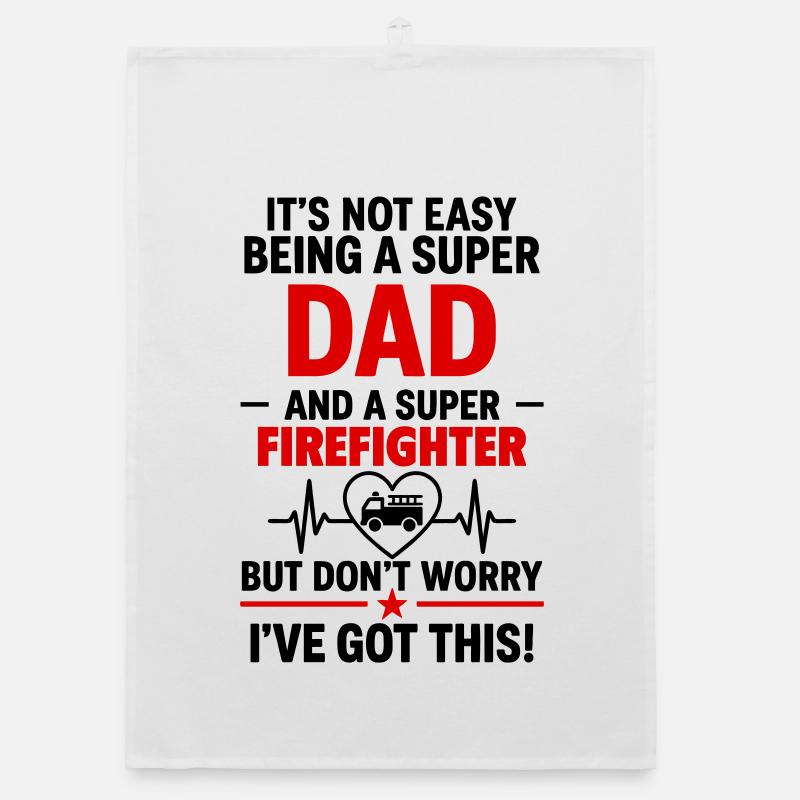 Heart + Firefighter – Super Firefighter Dad Organic dish towel