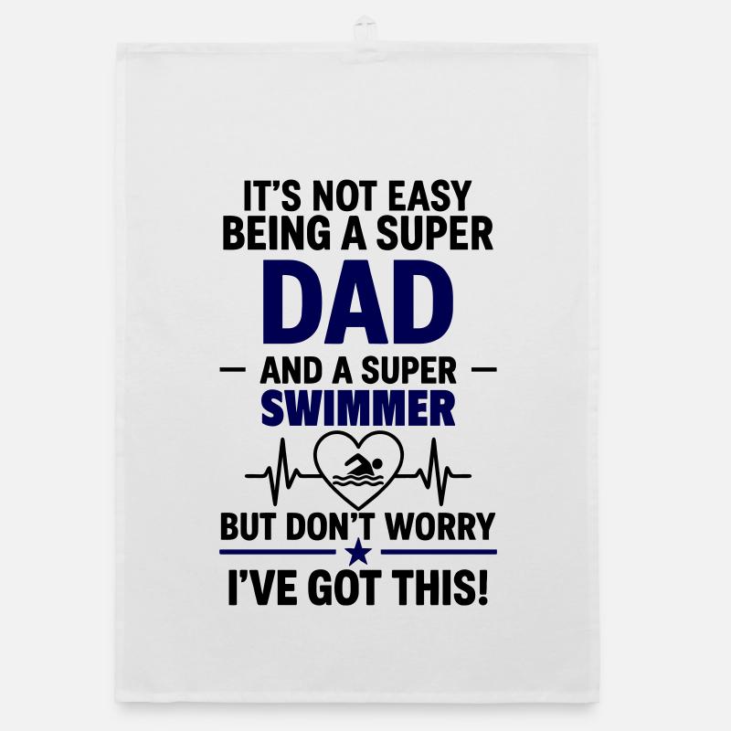 Heart + Swimming – Super Dad Swimmer Organic dish towel