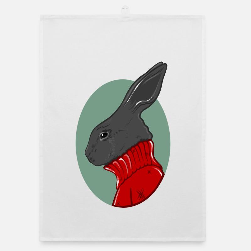 Lapin avec un pull rouge Torchon bio