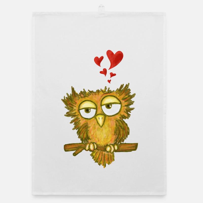 Verliebte Eule Organic Geschirrtuch