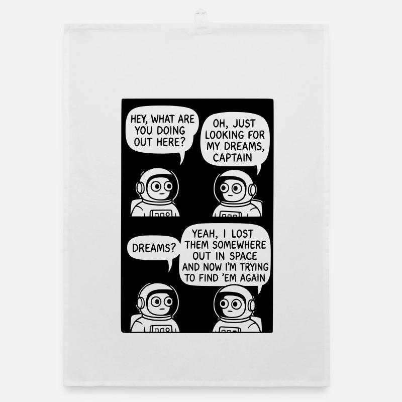 Astronaut Finding Lost Dreams Cartoon Organic dish towel