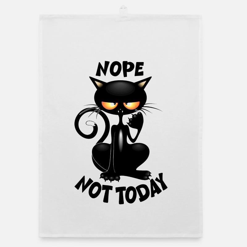 "Nope, Not Today" Black Cat meme humor Organic dish towel