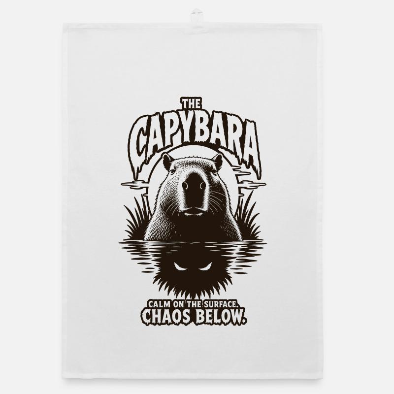 Capybara Chaos Horror Design Organic dish towel