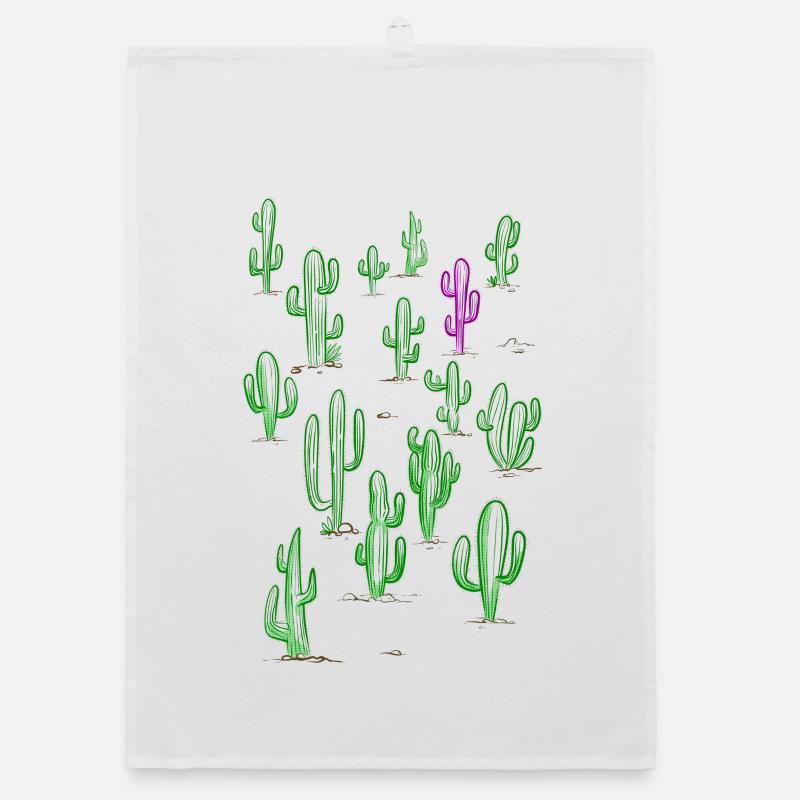 Cactus désert vert et violet Torchon bio