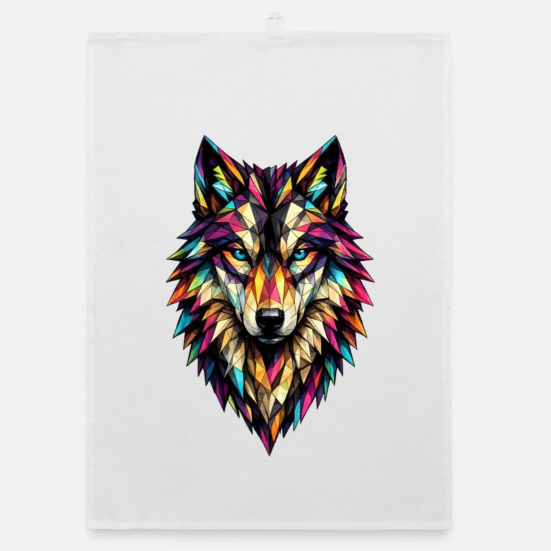 Loup géométrique coloré Torchon bio