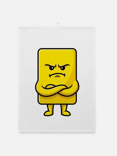 Grumpy Yellow Card Funny Football Ref - Organic dish towel - white - Front