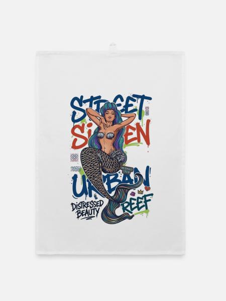 Street Siren Urban Mermaid Graffiti Streetwear Art - Organic dish towel - white - Front