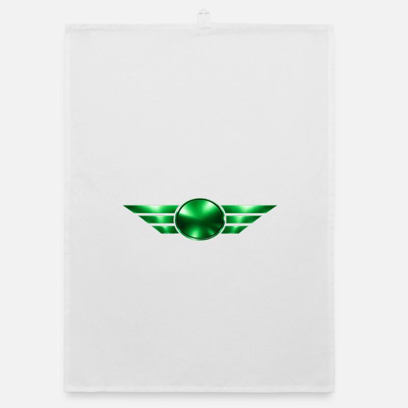 Personalise the green winged emblem individually Organic dish towel