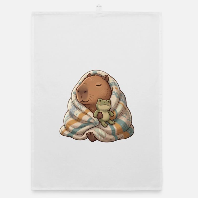 Kuscheltier Capybara mit Froschfreund Organic Geschirrtuch