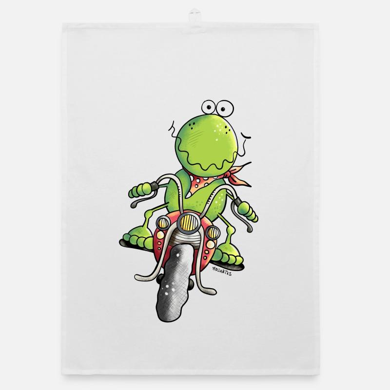 Biker Frog Organic dish towel