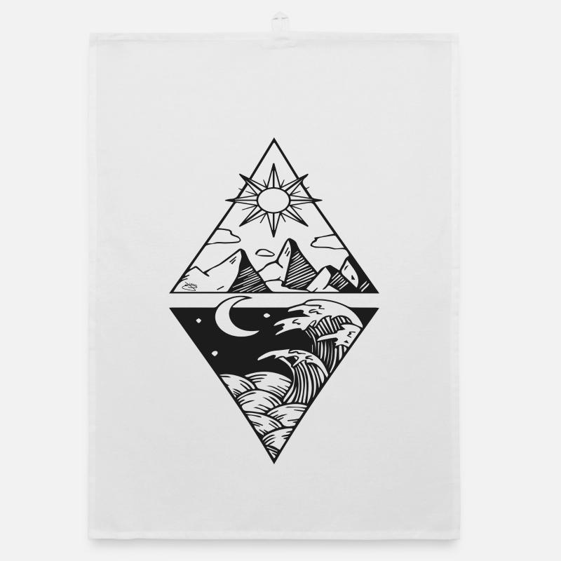 Montagnes Soleil et Mer Lunaire - Torchon bio - blanc