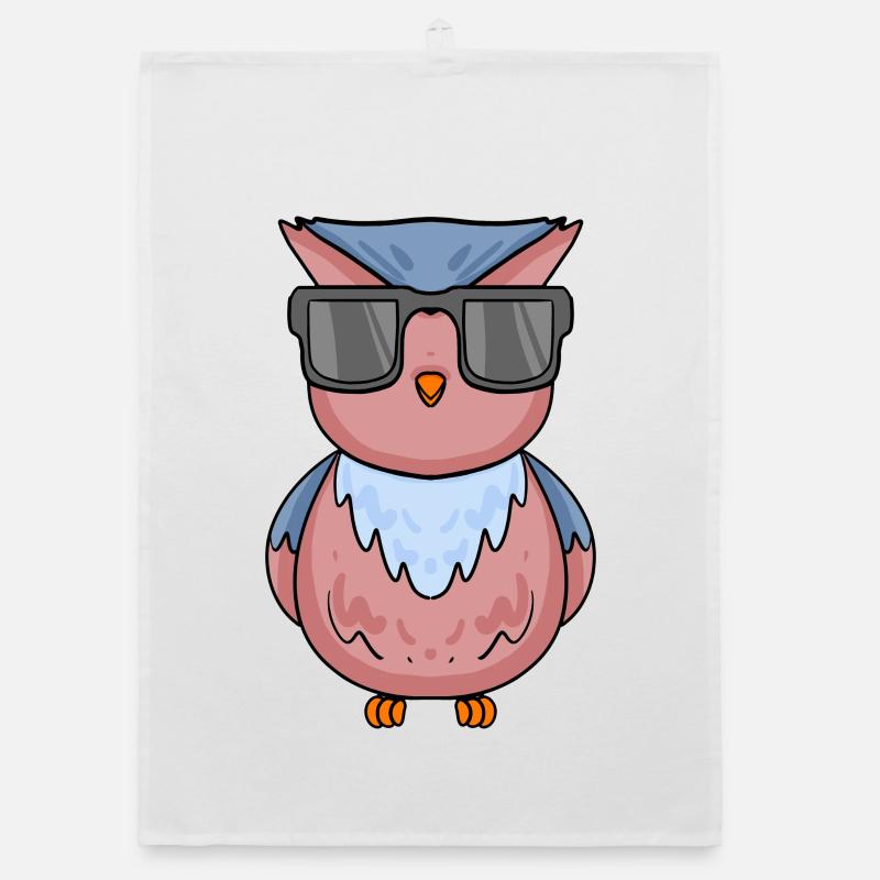 hibou cool avec des lunettes de soleil Torchon bio