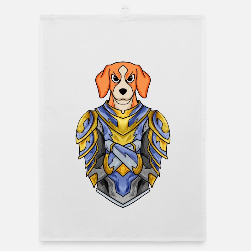 Knight Dog Dog Breed Beagle with Armor Organic dish towel