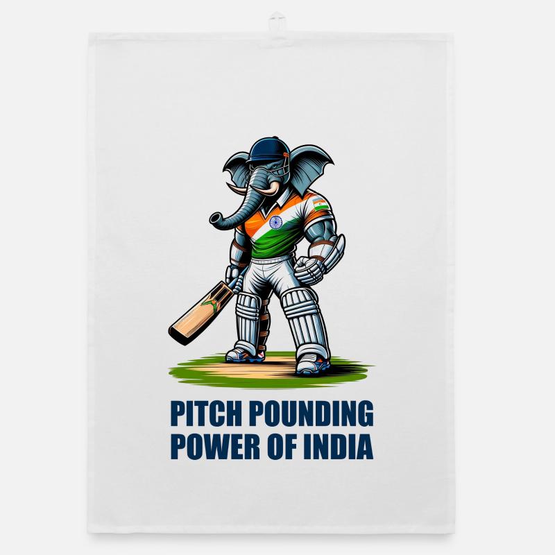 Motif d'éléphant de cricket indien Torchon bio