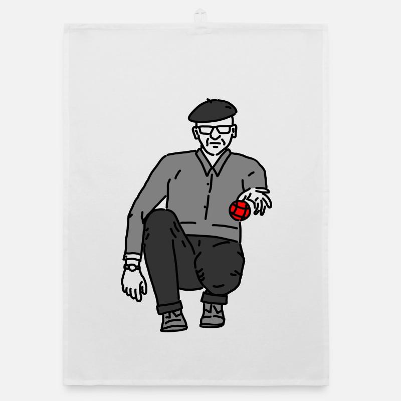 Petanque Player Left-Handed Organic dish towel