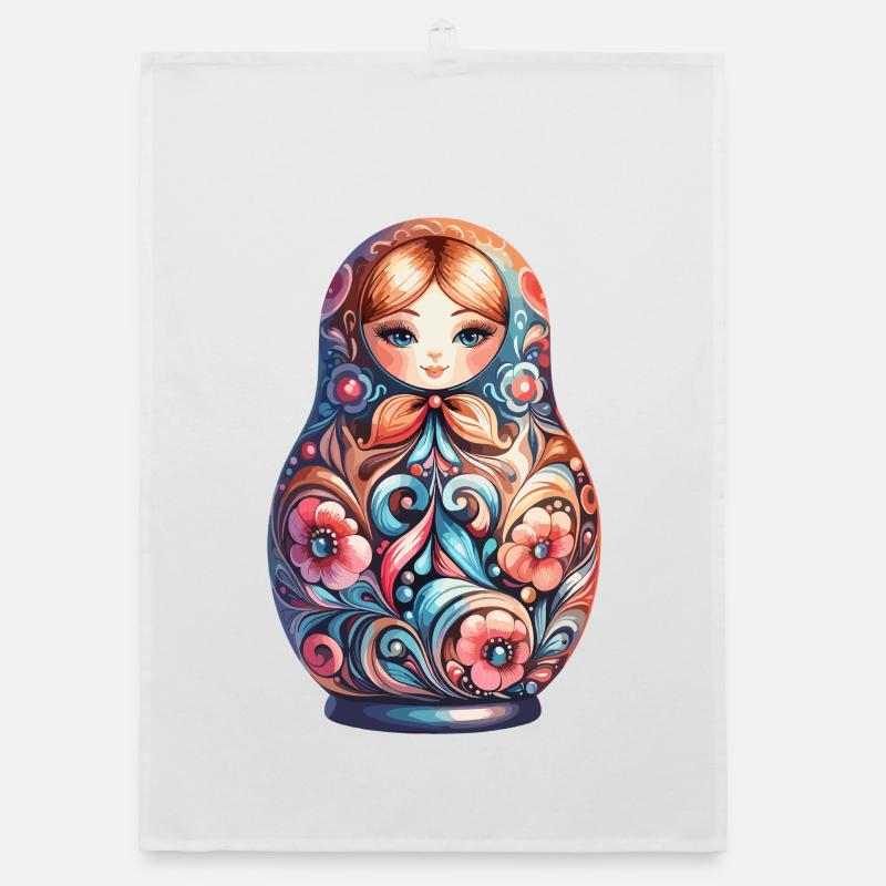 Matryoshka classic original gift Organic dish towel