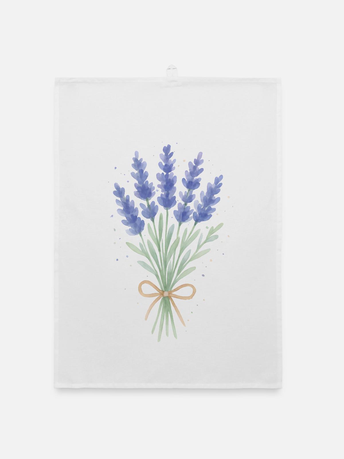Bouquet de lavande - Torchon bio - blanc - Devant