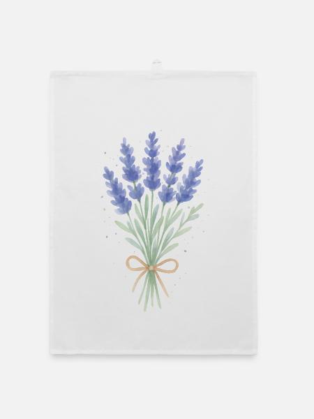 Lavender bouquet - Organic dish towel - white - Front