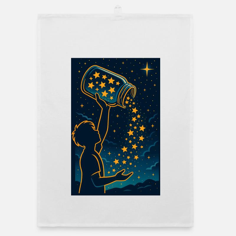 Starry Creativity Night , Motivational Art Organic dish towel