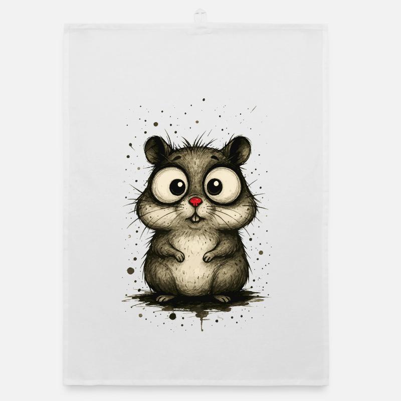 Funny hamster with big eyes – comic splash Organic dish towel