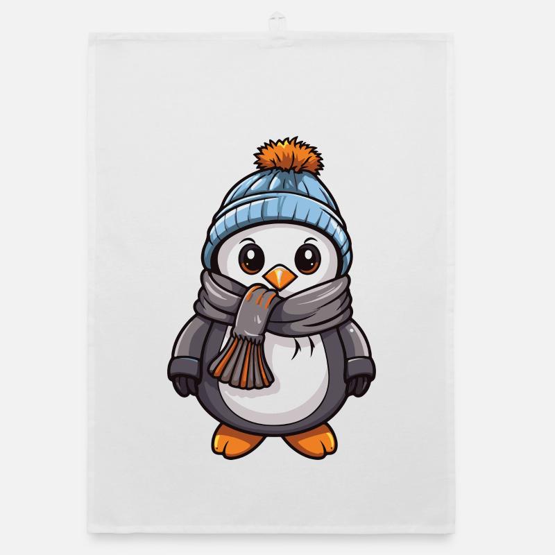 Pinguin Comic Niedlich Winter Organic Geschirrtuch