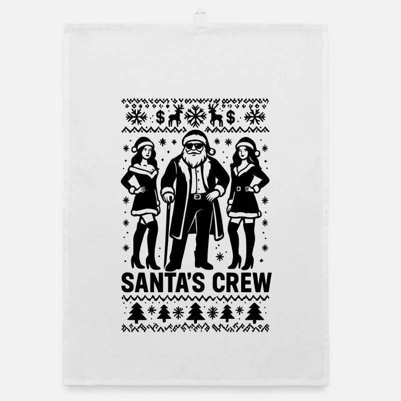 Santa's Crew Pimp Santa Claus Organic dish towel