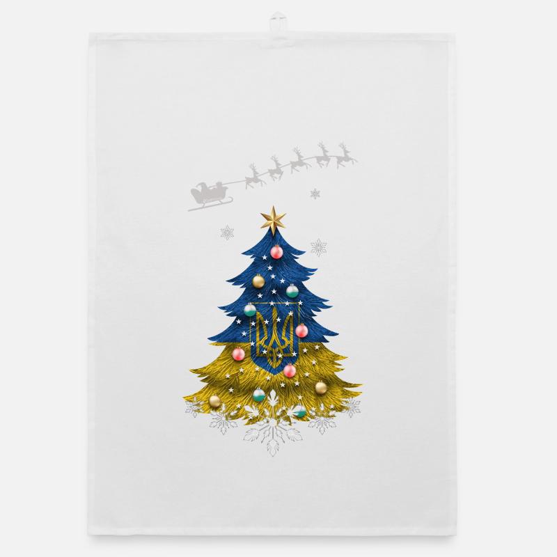 Weihnachtsbaum mit ukrainischer Flagge Organic Geschirrtuch