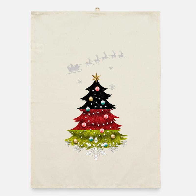 Sapin de Noël avec drapeau allemand Torchon bio