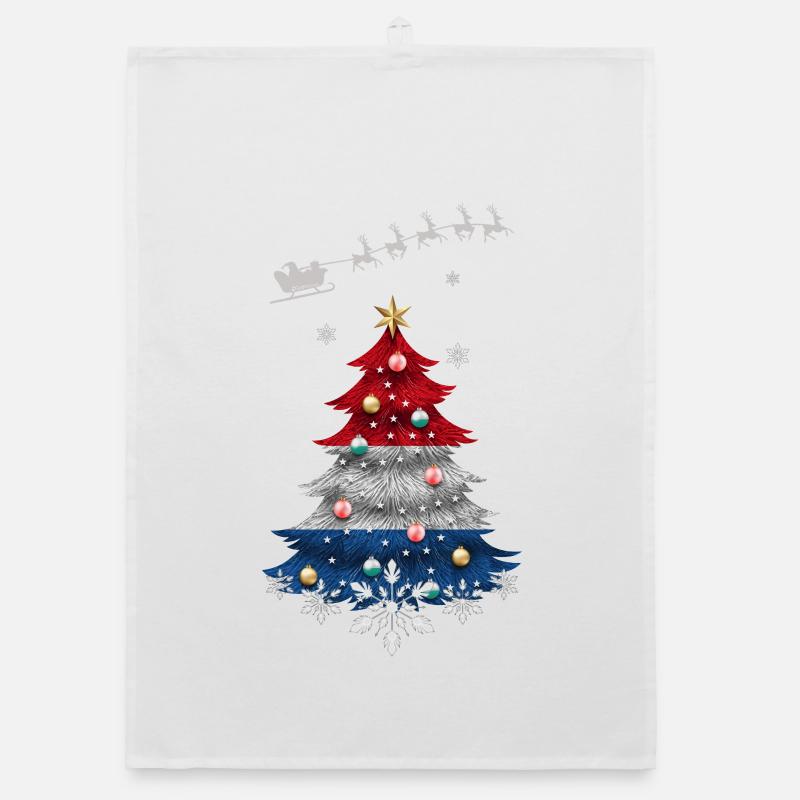 Weihnachtsbaum mit niederländischer Flagge Organic Geschirrtuch