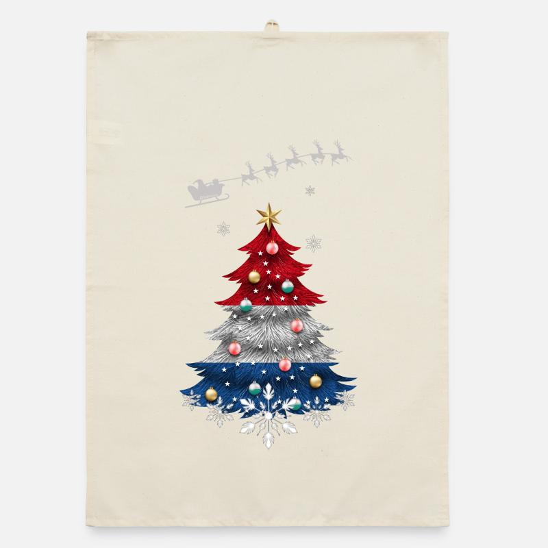 Christmas tree with Netherlands flag Organic dish towel