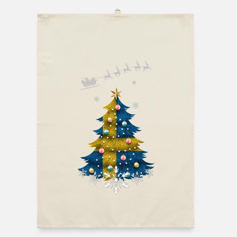 Sapin de Noël avec drapeau de la Suède Torchon bio