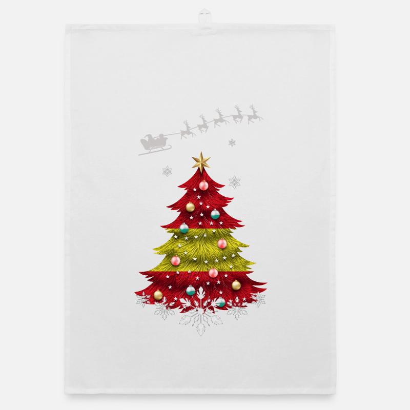 Christmas tree with Spain flag Organic dish towel