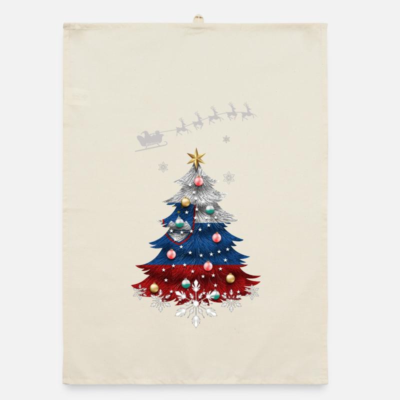 Weihnachtsbaum mit slowenischer Flagge Organic Geschirrtuch
