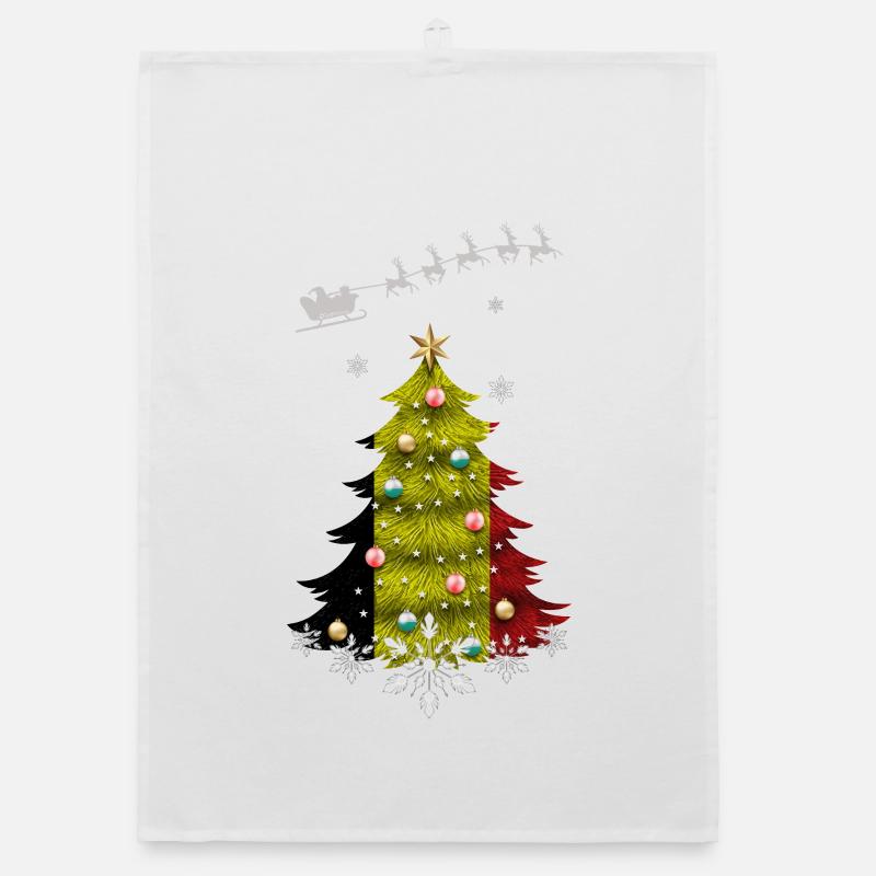 Weihnachtsbaum mit belgischer Flagge Organic Geschirrtuch