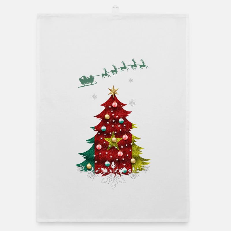 Christmas tree with Cameroon flag Organic dish towel
