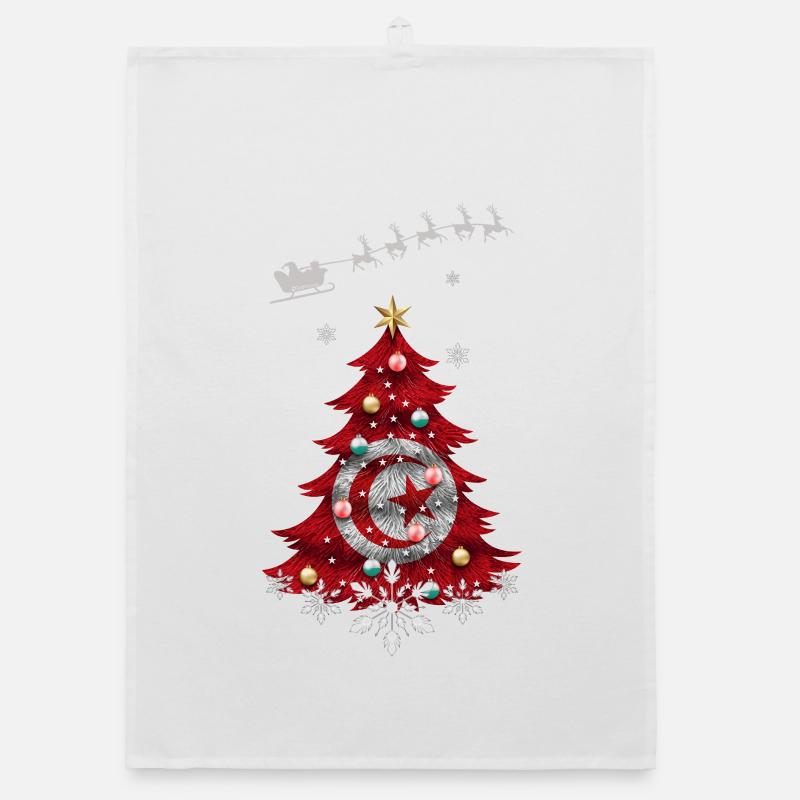 Christmas tree with Tunisia flag Organic dish towel